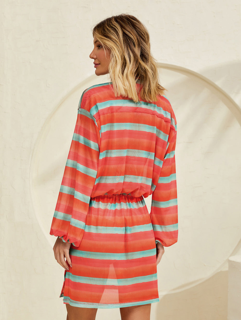 Vestido Tule Manga Bufante Saída de Praia